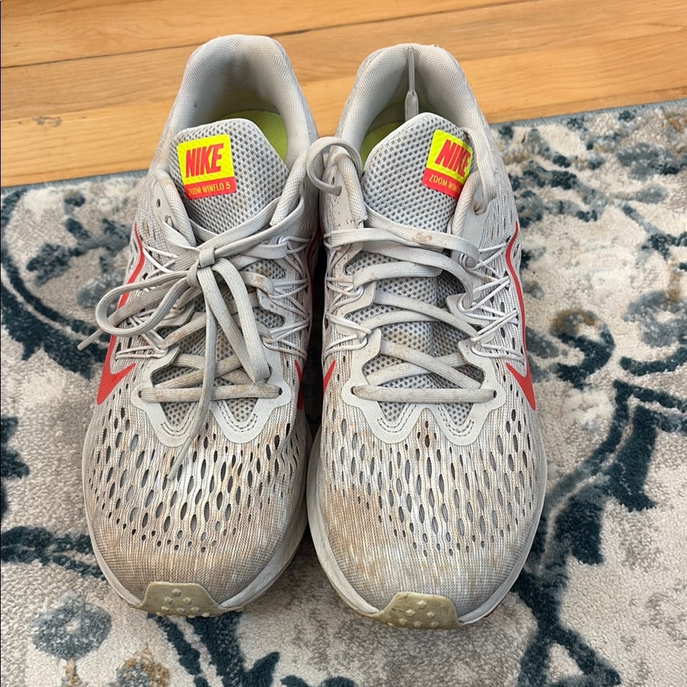 Nike Gray and Red Athletic Sneakers